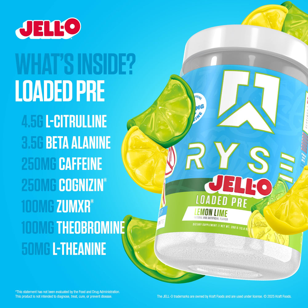 RYSE Loaded pre-workout lemon lime shaker bottle ready for on-the-go workouts and precise servings.