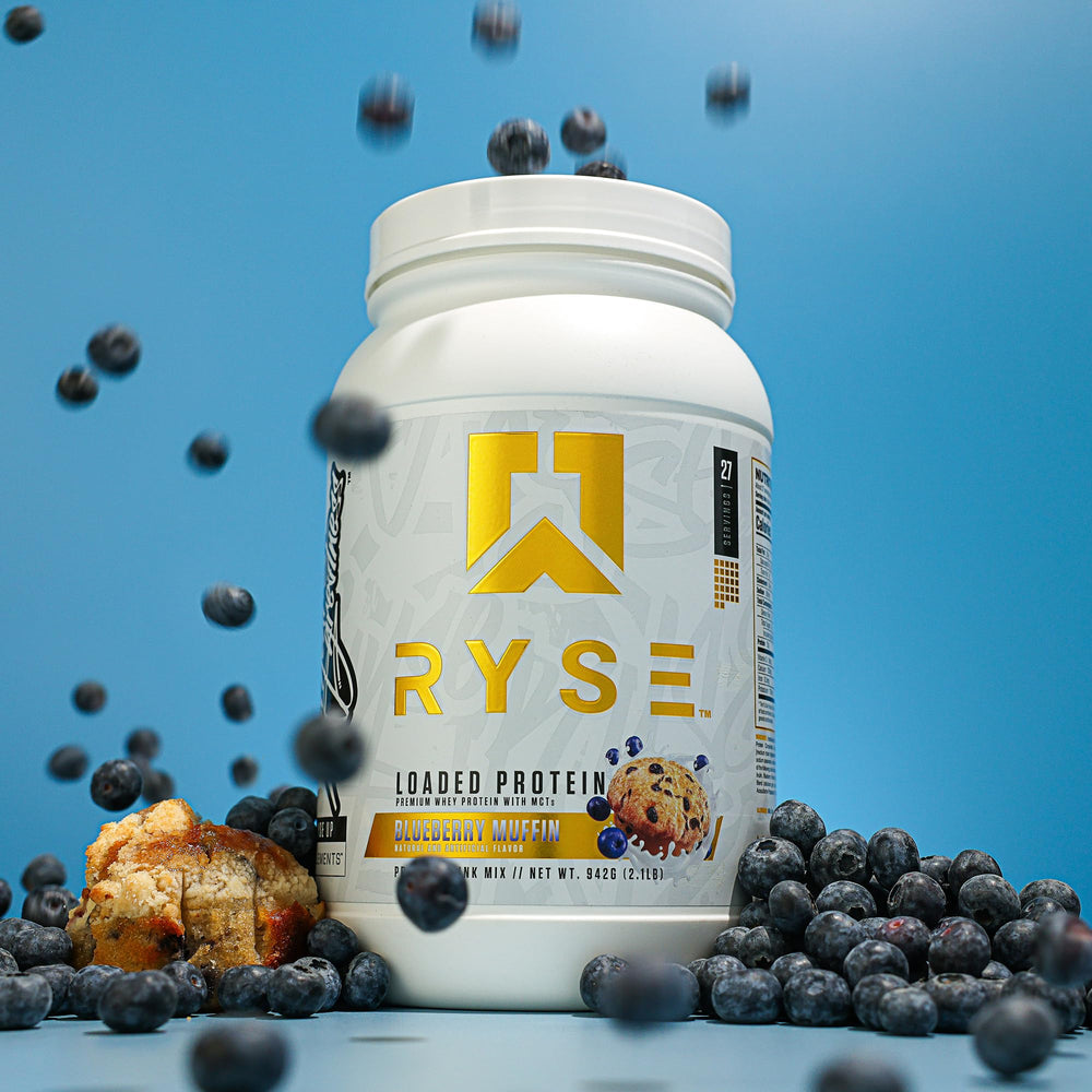 RYSE Loaded Protein Powder label highlights low carb and clean ingredients.