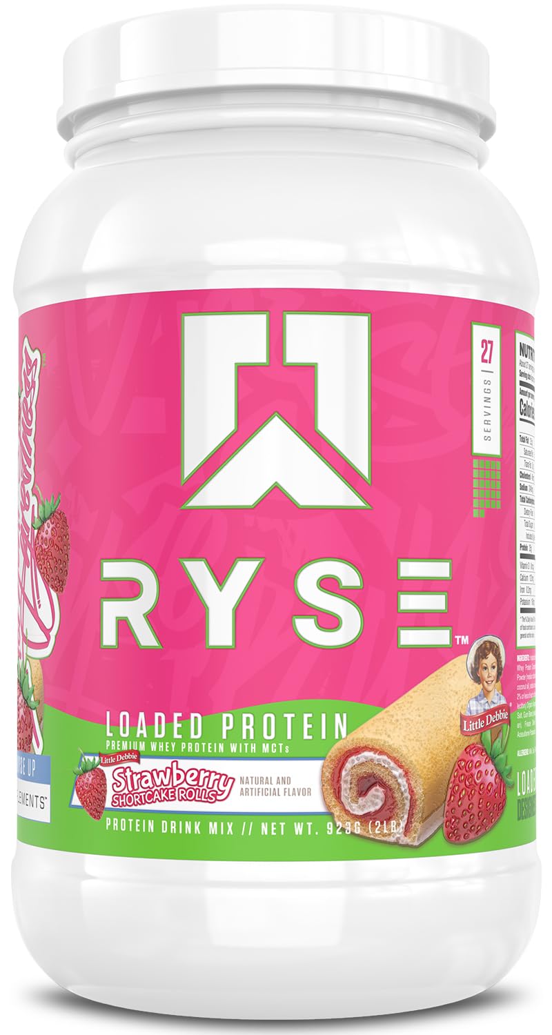 RYSE Loaded Protein tub with Little Debbie flavor for post-workout fueling.
