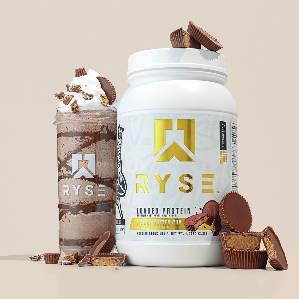 RYSE Loaded Protein Peanut Butter Cup close texture shows creamy consistency.