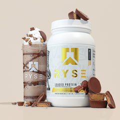 RYSE Loaded Protein Peanut Butter Cup close texture shows creamy consistency.