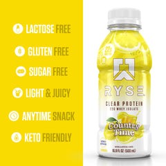 RYSE Clear Protein Drink Country Time Lemonade 16.9 oz bottle ready to enjoy