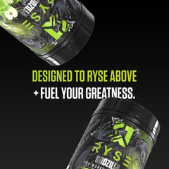 RYSE Up Godzilla Green Apple graphic shows key actives.