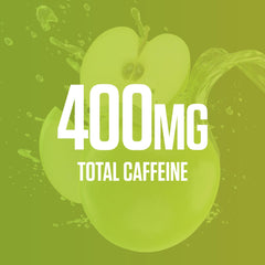 RYSE Up Godzilla Green Apple powder dispensing into a shaker for quick mixability.