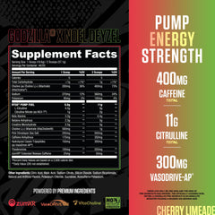 RYSE Godzilla pre-workout scoop reveals powder for quick mixing and a strong pump.