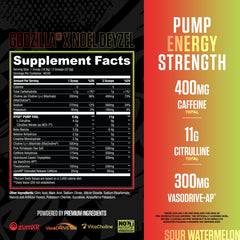 RYSE Godzilla Noel Deyzel bottle front highlighting high-stim formula for workouts