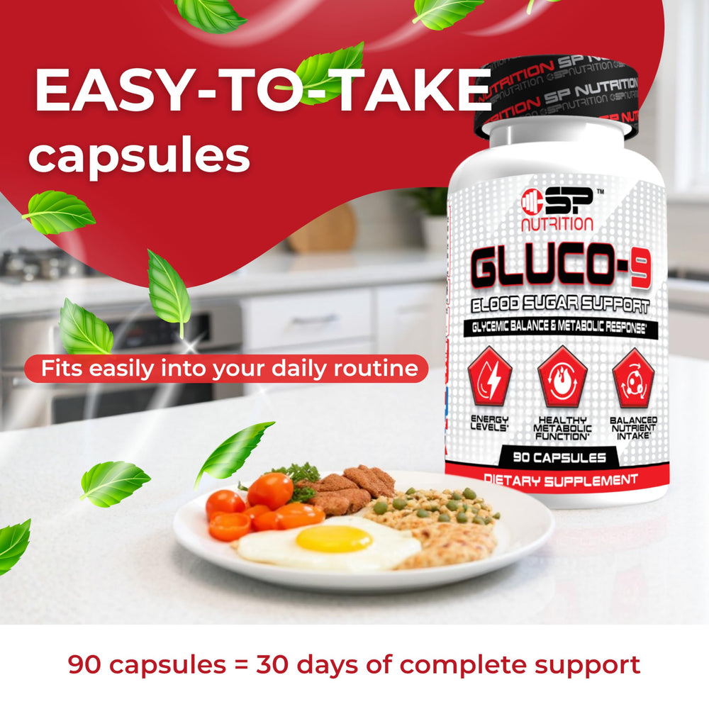 S Nutrition Gluco 9 bottle-on-desk suggests simple routine integration