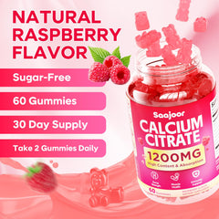Saajoor calcium citrate gummies vegan non GMO label communicates clean nutrition
