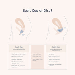 Saalt menstrual cup inserted for a snug beginner-friendly fit.