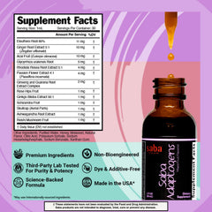 Saba Adaptogens rhodiola drops showing label for focus