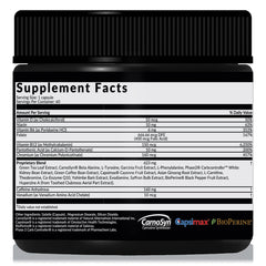 Saba ACE G2 label-closeup highlighting green tea extract and key ingredients.