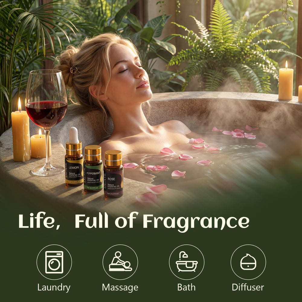 SACATR 50pcs essential oil set eucalyptus bottle for refreshing diffusions.