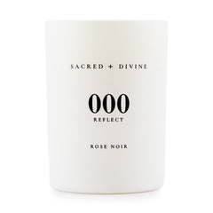 Sacred + Divine 000 Reflect candle with rose-noir focus for calming ambience