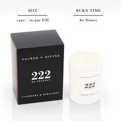 Sacred + Divine 222 Soy Coconut wax candle aroma and texture.