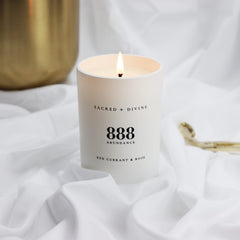 White glass jar reflects pure intentions while blending with any decor.