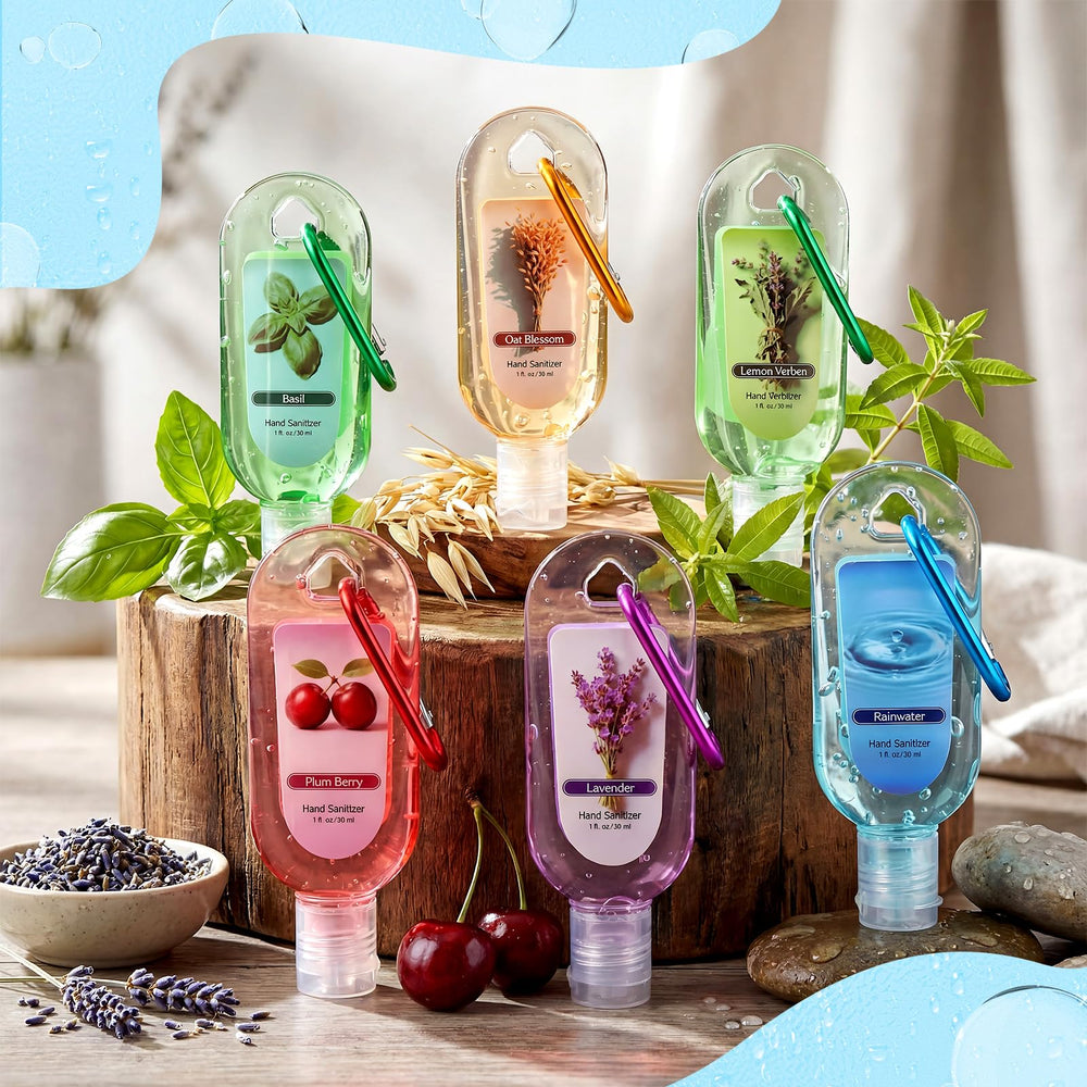 Sacubee basil hand sanitizer keychain for travel or work