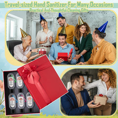 Sacubee cinnamon scented hand sanitizer with keychain, festive gift idea.