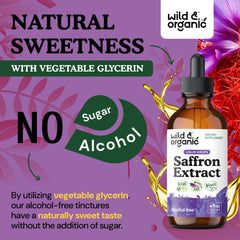 Natural glycerin-based saffron drops glow with rich golden hue.