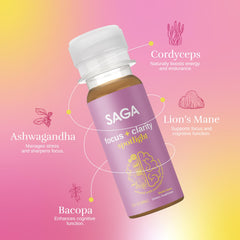 SAGA Spotlight bottle being poured, suggesting easy on-the-go use.