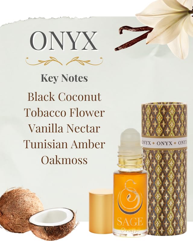 The Sage Lifestyle Onyx Roll On black-coconut-note for tropical vibes