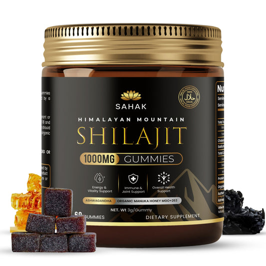 SAHAK Shilajit Gummies orange flavor pack for daily energy