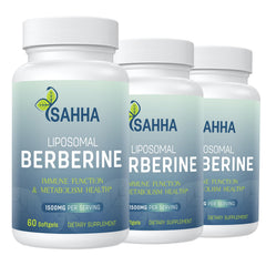 Sahha Liposomal Berberine bottle highlights enhanced absorption for daily vitality.