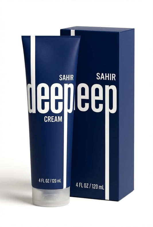 SAHIR Deep Blue cooling cream tube application delivers a soothing post-workout sensation