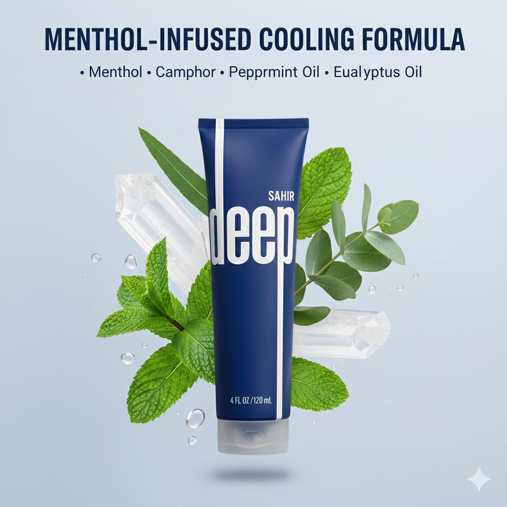 SAHIR Deep Blue post-workout routine supports refreshing leg and shoulder fatigue