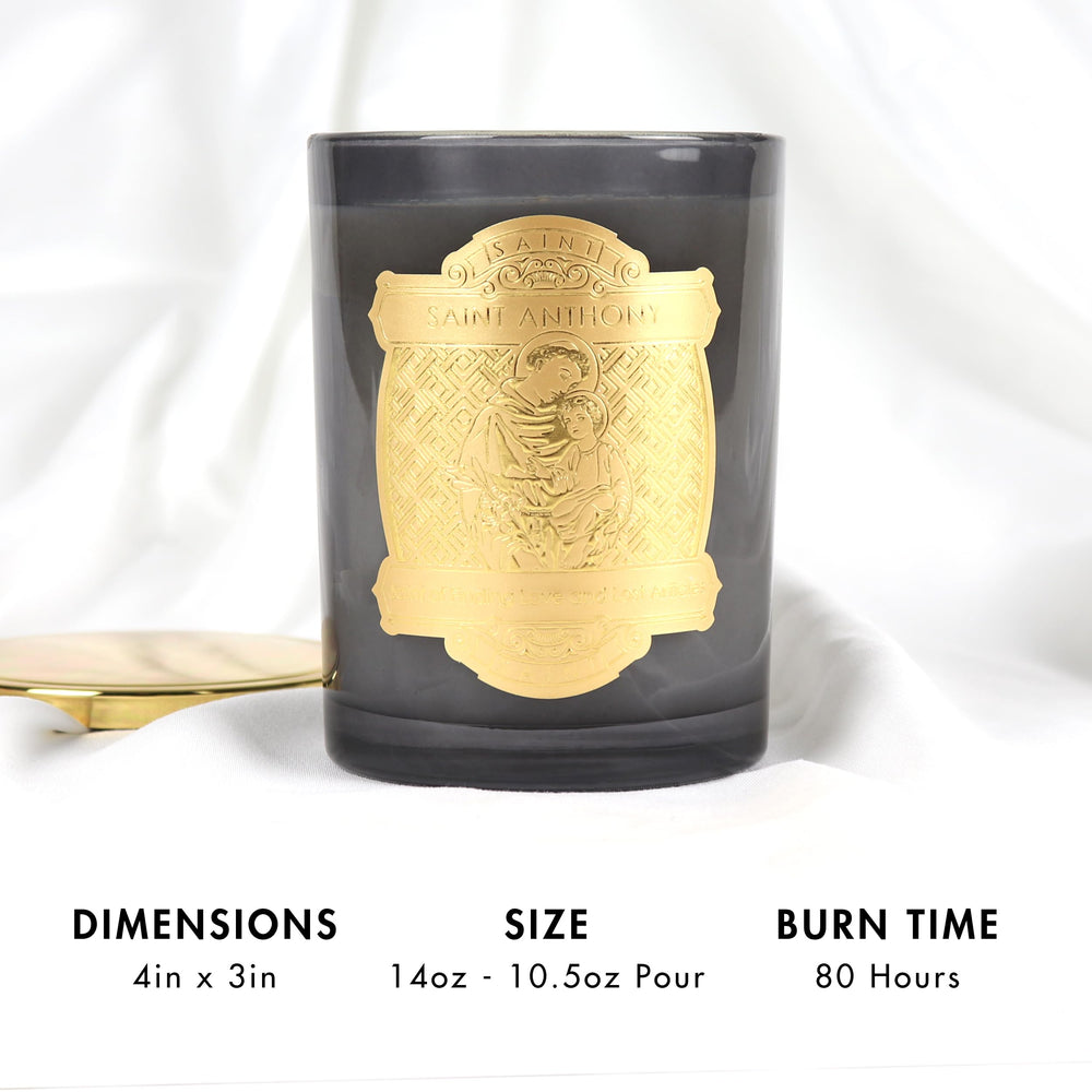 Saint Anthony padua candle made with soy coconut wax for a cleaner burn.