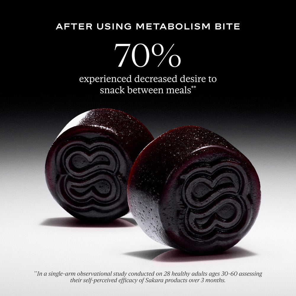 SAKARA Metabolism Gummy Bites with saffron extract may curb cravings and balance mood.