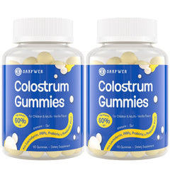 Sakpwer Bovine Colostrum Gummies pack front, convenient daily immunity support in vanilla flavor.