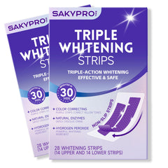 SAKYPRORAL purple whitening strips pack front for 56-strip routine.