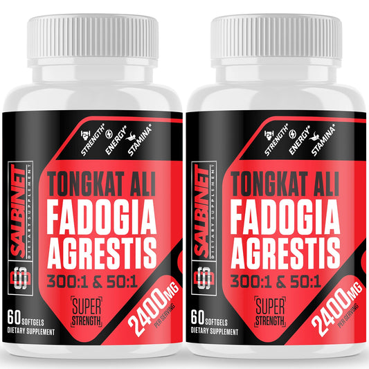 Salbinet Fadogia-Tongkat bottle front label for workout quality