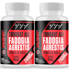 Salbinet Fadogia-Tongkat bottle front label for workout quality