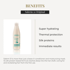 Hair shows shine and smoothness after using Salerm 21 B5 rinse conditioner