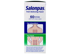 Salonpas pack of 3 contains 60 patches for on-demand relief.