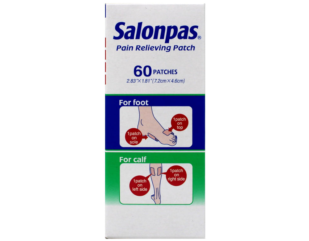 Salonpas includes menthol and methyl salicylate for cooling and warming sensations.