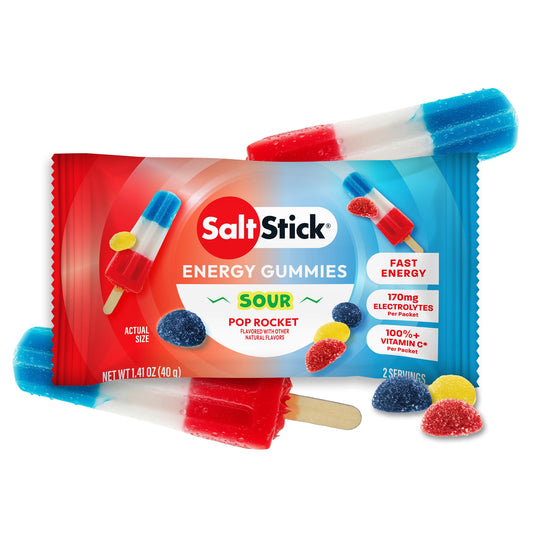 SaltStick Energy Gummies Sour Pop Rocket packet; portable energy with electrolytes for workouts