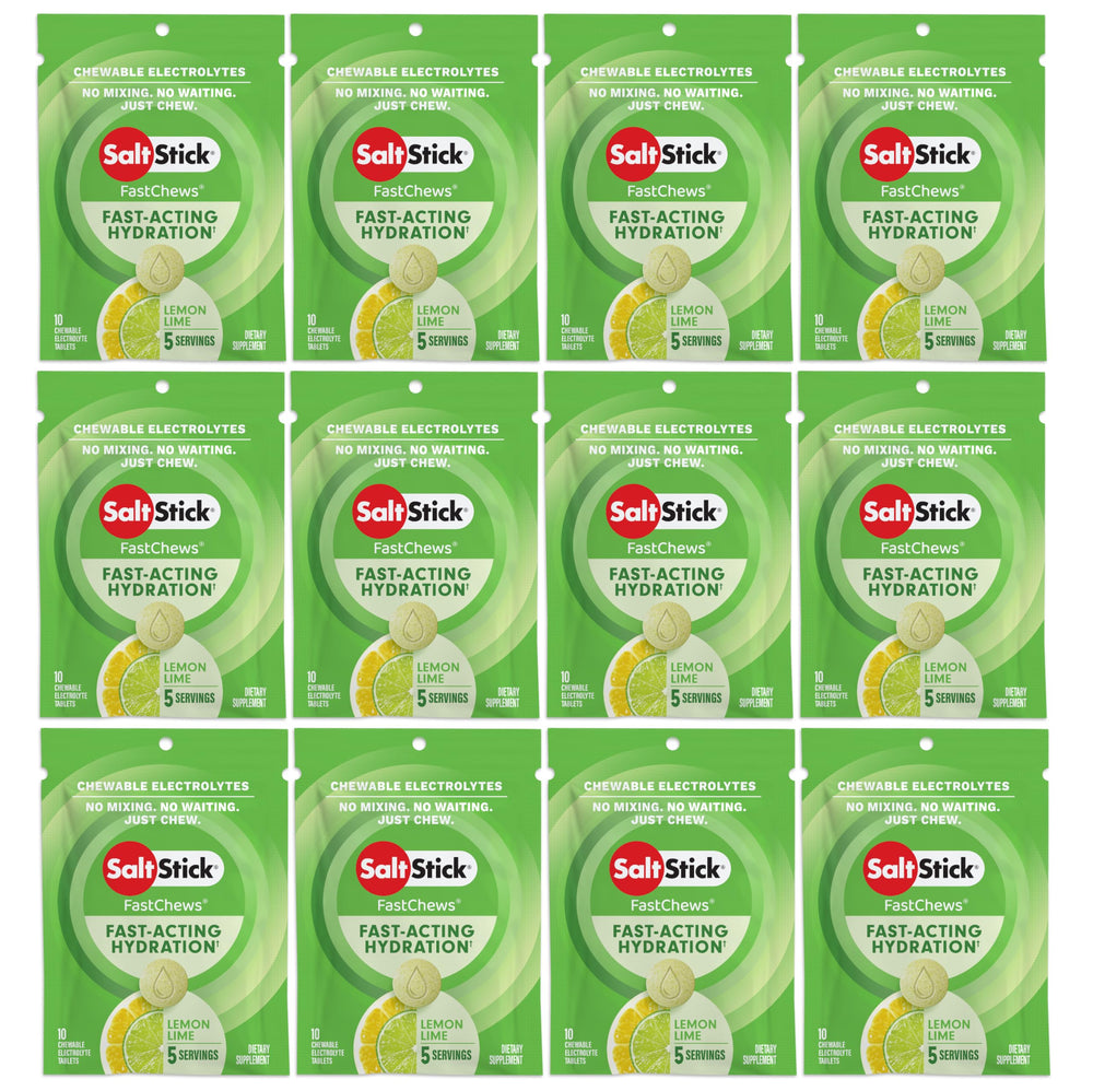 SaltStick FastChews Lemon Lime 120-count bundle for on-the-go hydration during workouts.