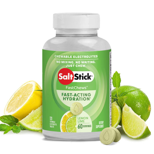 SaltStick FastChews lemon-lime tablets aid quick hydration during workouts.