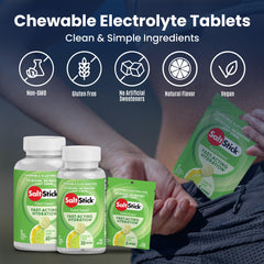 SaltStick FastChews packaging opened to show chewable tablets.
