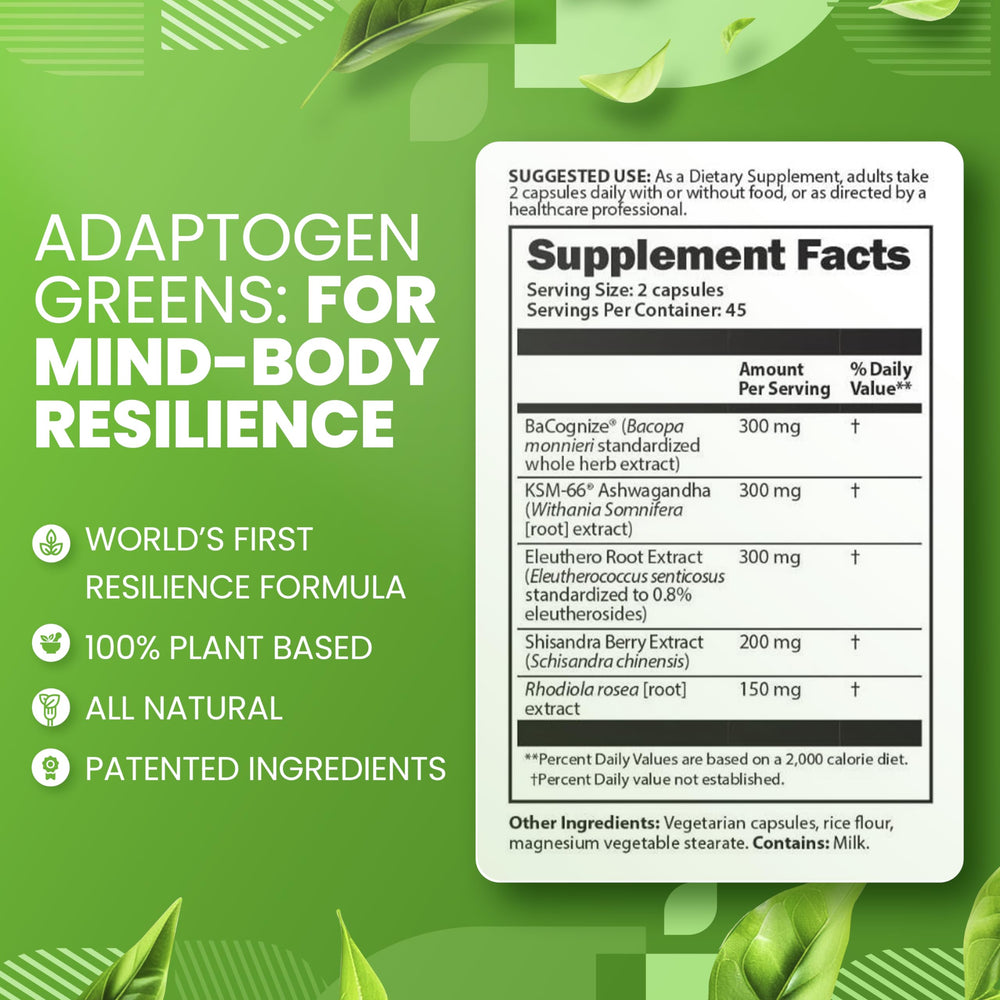 SaltWrap Adaptogen Greens capsules closeup showing uniform pills for daily use.