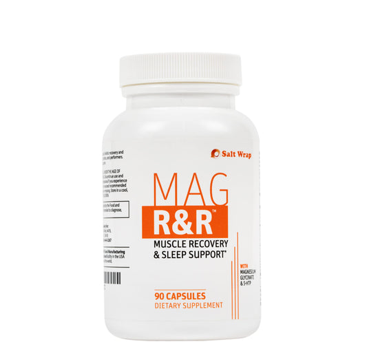 SaltWrap Mag R&R bottle with capsules for nighttime cramps support