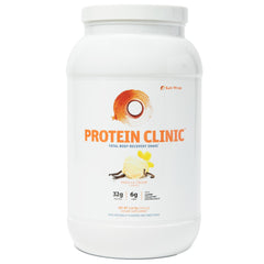 SaltWrap Protein Clinic vanilla bottle shows smooth texture for post-workout recovery