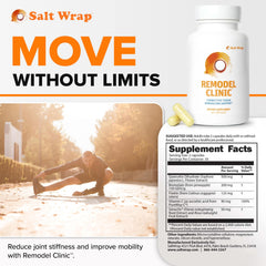 SaltWrap Remodel Clinic capsules closeup featuring Fisetin and Quercetin for potential senolytic action
