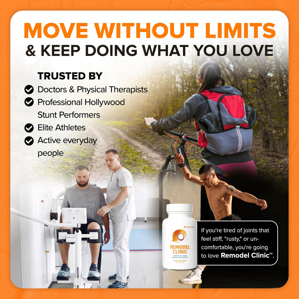 SaltWrap Remodel Clinic lifestyle shot shows movement and flexibility after use