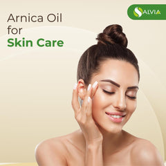 Salvia Arnica Oil amber glass bottle, protects purity during storage