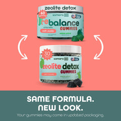 Samara 888 Zeolite Detox gummies pack shows a vegan detox option