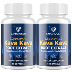 Samarogen Kava Kava softgels bottle for easy evening relaxation.