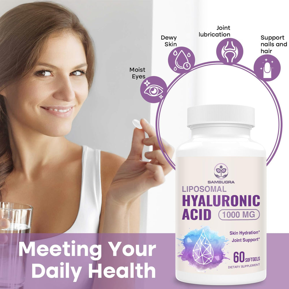 Sambugra liposomal hyaluronic acid capsules close-up for easy absorption